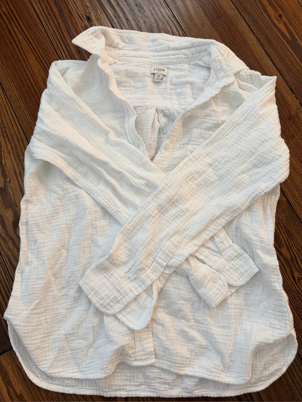 J.Crew White Gauze Button-Down Shirt